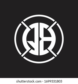 QB Logo monogram with four part circle slash rounded design template