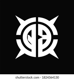 Monograma del logotipo QB con cuatro piezas plantilla de diseño de la sección de círculo sobre fondo negro