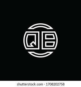 QB logo monogram with negative space circle rounded design template