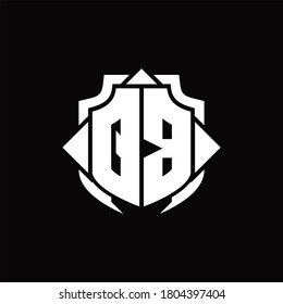 QB logo monogram with shield line and 3 arrows shape design template on black background