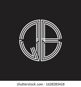 QB Logo monogram triple ribbon style line design template isolated on black background