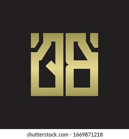 QB Logo with squere shape design template with gold colors