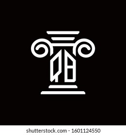 QB monogram logo with pillar style design template