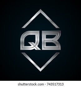 QB Monogram, Metal Logo, Silver Logo
