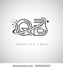 QB Orbit Monogram Logo - Futuristic Minimal Letter mark with Circular Line Art, Tech-Inspired Dots and Space Motion Concept for Modern Branding Identity (Logotipo de Monograma de Órbita QB - Marca de Letra Mínima Futurista com Linha de Arte Circular, Pontos Inspirados na Tecnologia e Conceito de Movimento Espacial para Identidade de Marca Moderna)