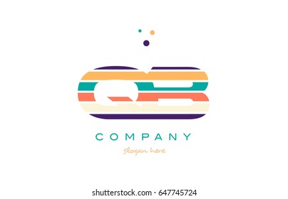 qb q b alphabet letter logo colors colorful line stripe font creative text dots company vector icon design template