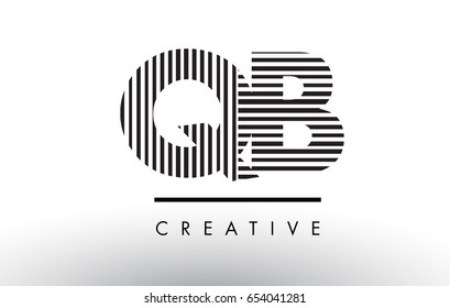 QB Q B Black and White Letter Logo Design with Vertical and Horizontal Lines.