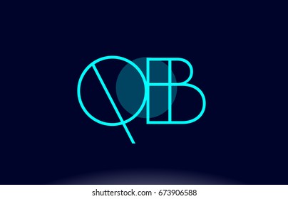 qb q b blue line circle letter logo alphabet creative company vector icon design template
