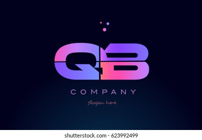 qb q b creative color blue background pink purple blue magenta alphabet letter company logo vector icon design