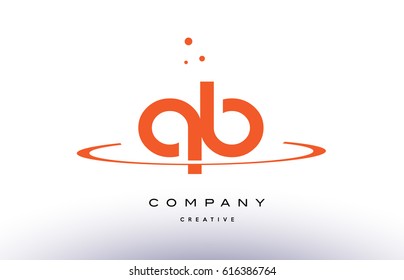 QB Q B creative orange swoosh dots alphabet company letter logo design vector icon template