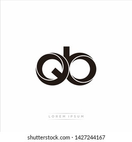 qb q b Initial Letter Split Lowercase Modern Monogram linked outline rounded logo