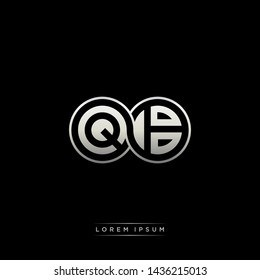 QB Q B initial letter linked circle capital monogram logo modern template silver color edition