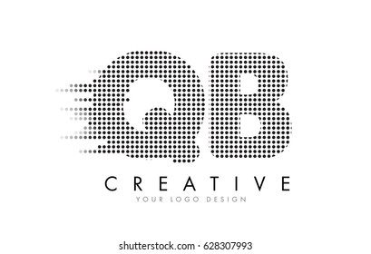 QB Q B Letter Logo Design with Black Dots and Bubble Trails.