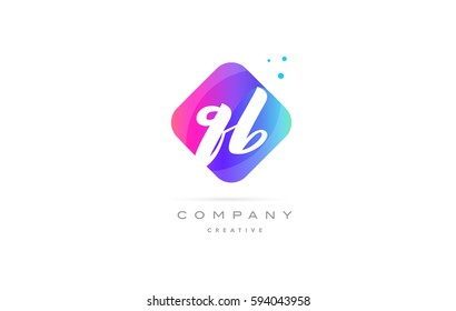 qb q b  pink blue rhombus abstract 3d alphabet company letter text logo hand writting written design vector icon template 
