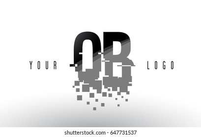 QB Q B Pixel Letter Logo with Digital Shattered Black Squares. Creative Letters Vector Illustration.