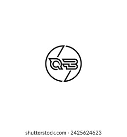 Logo de concepto de contorno simple QB y círculo de diseño inicial de fondo blanco y negro