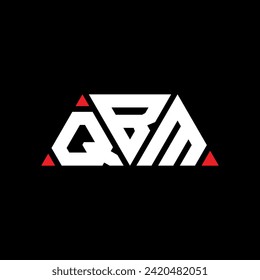 QBM triangle letter logo design with triangle shape. QBM triangle logo design monogram. QBM triangle vector logo template with red color. QBM triangular logo Simple, Elegant, and Luxurious design.
