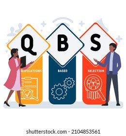 QBS - Qualifications Based Selection acronym. business concept background.  vector illustration concept with keywords and icons. lettering illustration with icons for web banner, flyer, landing pag