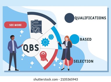 QBS: sigla de selección basada en calificaciones. fondo de concepto de negocio.  concepto de ilustración vectorial con palabras clave e iconos. ilustración con iconos para banner web, volante, página de inicio