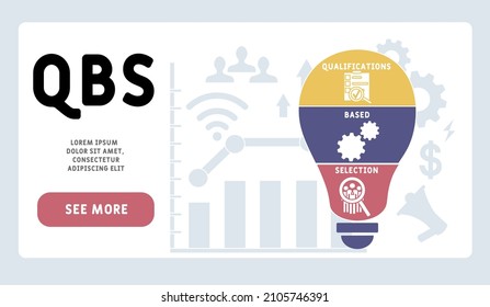 QBS - Qualifications Based Selection acronym. business concept background.  vector illustration concept with keywords and icons. lettering illustration with icons for web banner, flyer, landing pag