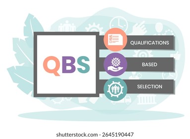 QBS - Qualificações com base na seleção acrônimo. plano de fundo do conceito de negócios. conceito de ilustração vetorial com palavras-chave e ícones. ilustração de letras com ícones para banner da Web, folheto, página inicial