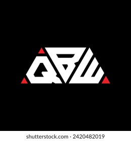 QBW triangle letter logo design with triangle shape. QBW triangle logo design monogram. QBW triangle vector logo template with red color. QBW triangular logo Simple, Elegant, and Luxurious design.