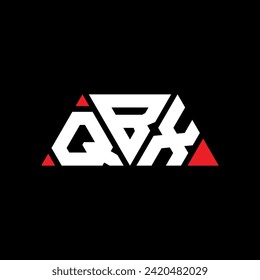 Diseño del logotipo de la letra triangular QBX con forma triangular. Monograma de diseño del logotipo del triángulo QBX. Plantilla de logotipo vectorial de triángulo QBX con color rojo. Logo triangular QBX Diseño sencillo, elegante y lujoso.