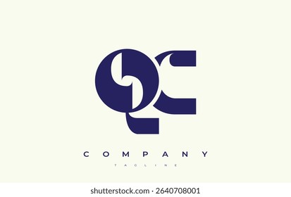 QC Abstract Geometric Logo Design. Modern and elegant logo design with simplistic typography elements, showcasing branding excellence.