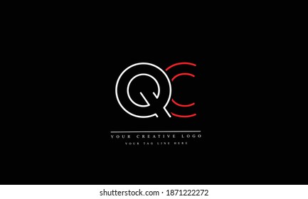 Plantilla de monograma del logotipo del vector abstracto de QC, CQ, Q, C