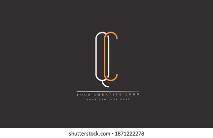 QC, CQ, Q, C abstract vector logo monogram template