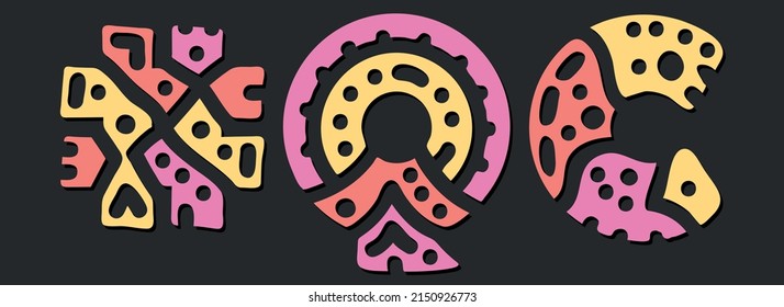 QC Hashtag. Doodle isolate text. Colored curves decorative doodle letters. Hashtag #QC is abbreviation for the Canadian provinces Quebec for print, clothing, t-shirt, poster, banner, flyer.