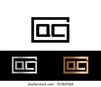 QC initial box shape Logo designs template
