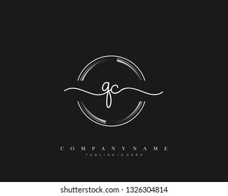 QC initial handwriting logo template vector