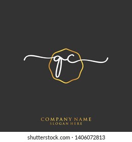 QC Initial handwriting logo template