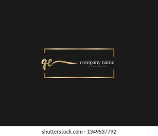QC Initial handwriting logo vector. Hand lettering for designs.