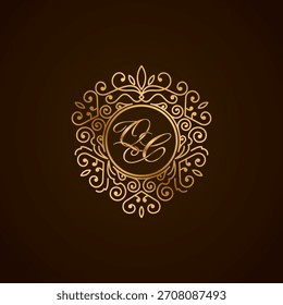 QC initial letter luxury monogram logo, elegant ornamen jewelry, emblem of love shape heart