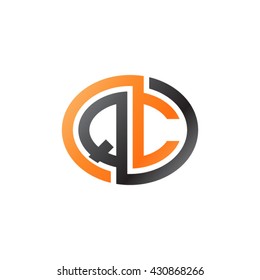 QC initial letters looping linked ellipse logo orange black