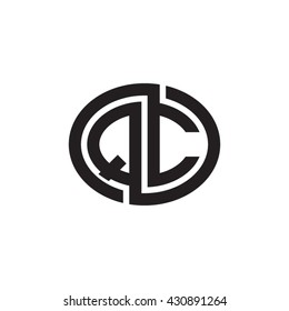QC initial letters looping linked ellipse monogram logo