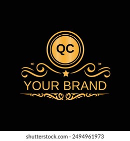 Plantilla de Vector de diseño de logotipo único de letras iniciales QC para marca