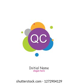QC Initial logo template vector