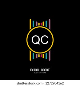 QC Initial logo template vector