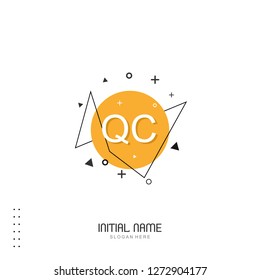 QC Initial logo template vector