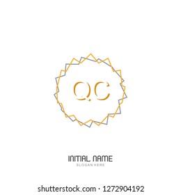 QC Initial logo template vector