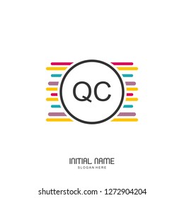 QC Initial logo template vector