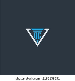 Monograma inicial de QC para ideas del logo de la firma de abogados con diseño de estilo de polígono creativo