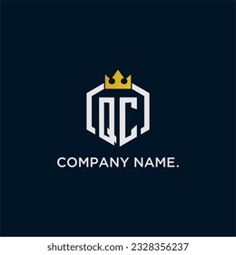 QC initial monogram logo design for hexagon style  crown elegant image