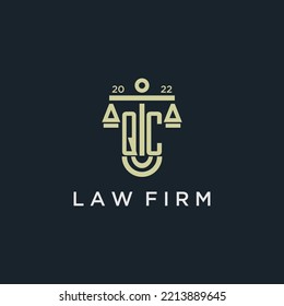 QC Initial-Monogramm-Logo für Anwaltskanzlei mit Skalenvektordesign