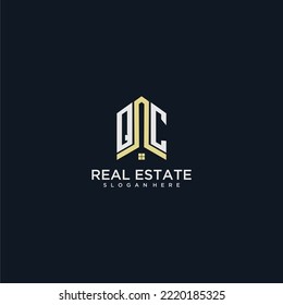 QC initial monogram logo for real estate with home shape creative design