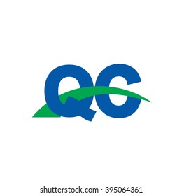 QC initial overlapping swoosh letter logo blue green