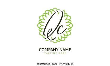 QC Initials, handwriting logo vector